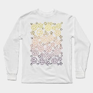 Stencil Flowers Purple Pink Green Long Sleeve T-Shirt